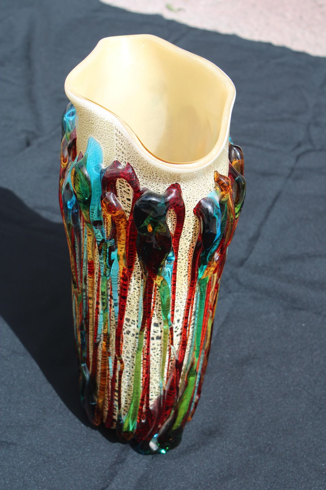 Large Murano Glass Vase Entirely Handmade Italy 1990 Colorful photo buy