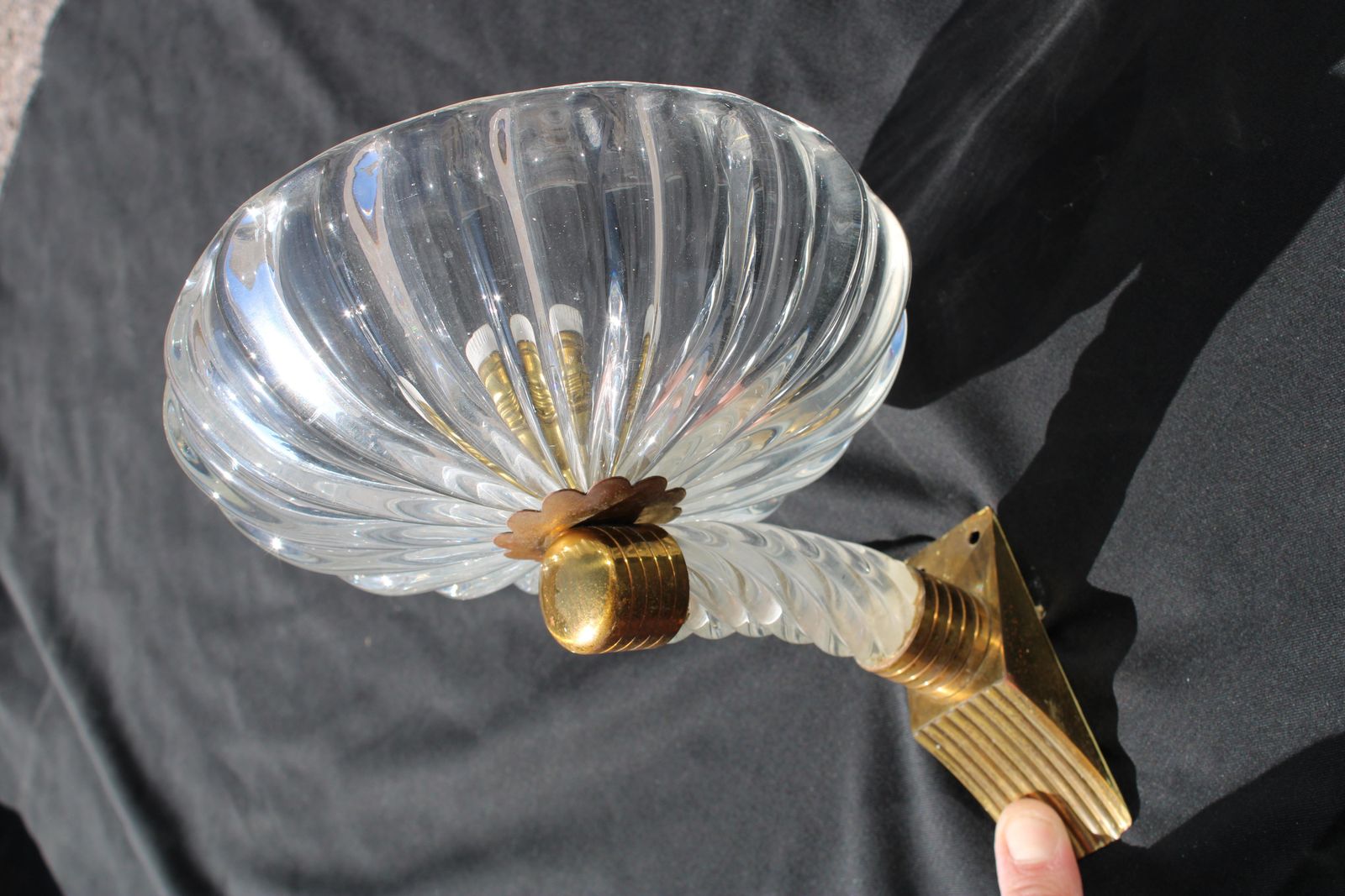 Pair Of Barovier 1940 Murano Wall Lamps Brass Parts photo for sale