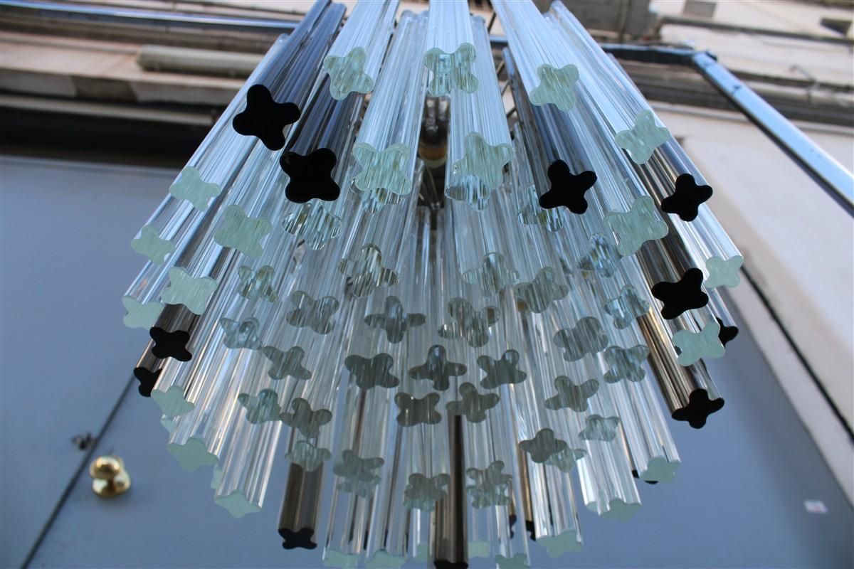 Venini Quadrifogio Italia 1970s Round Chandelier Chromed Metal Structure photo vinterior