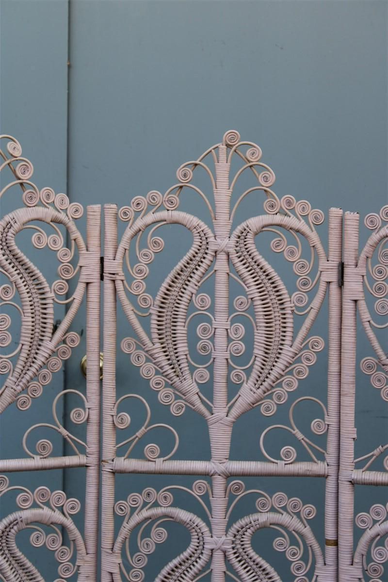Hand Woven Bamboo Screen Partition Italian 1960s Pink photo 2655.0