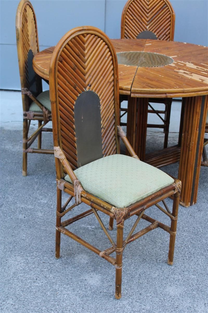 photo furniture 6 Chairs High Back Bamboo And Brass Italian Design 1970s