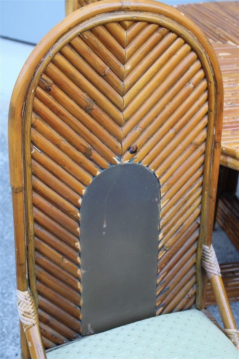 photo for sale 6 Chairs High Back Bamboo And Brass Italian Design 1970s