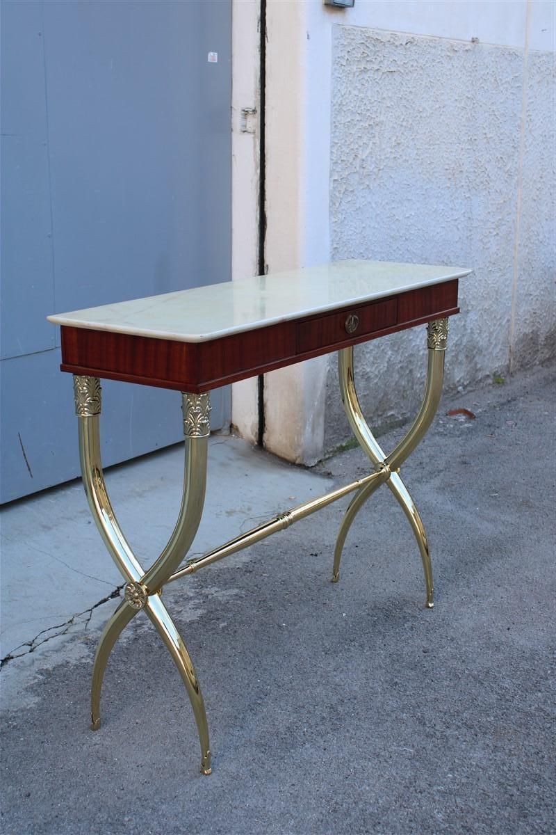 Console Neoclassical Style Paolo Buffa Design 1950 Italy Brass Marble Wood photo furniture