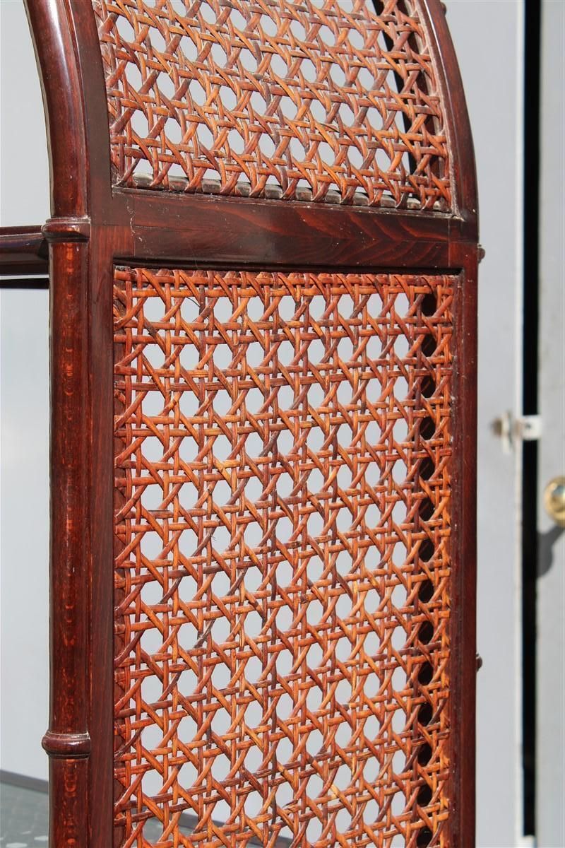 Bookcase Rounded Wall Display Case With Shelf In Carved Bamboo  Straw, 1960 photo for sale