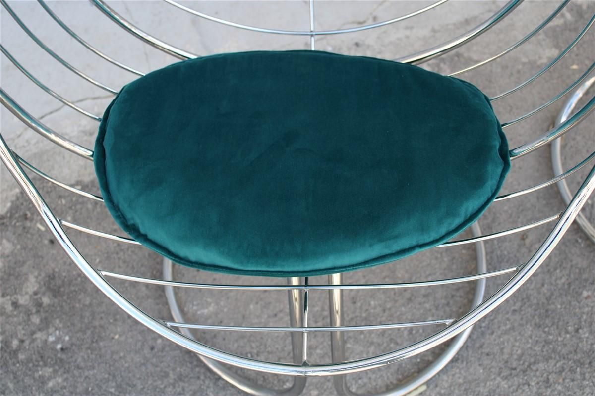 photo furniture Chairs Model Marika Giorgio Rinaldi For Rima Italian Design 1970 Green Crhome
