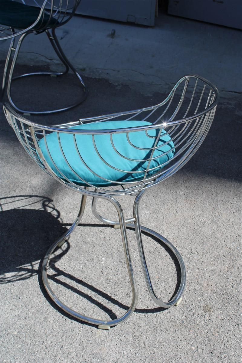 photo buy Chairs Model Marika Giorgio Rinaldi For Rima Italian Design 1970 Green Crhome