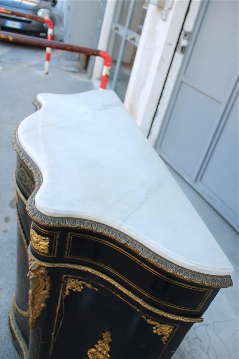 Cabinet Black And Gold Napoleon III 1860 France Marble Top André Charles Boulle photo vinterior