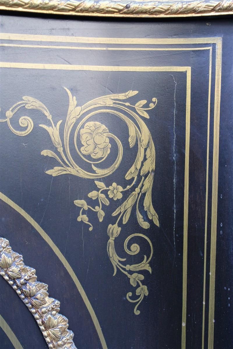Cabinet Black And Gold Napoleon III 1860 France Marble Top André Charles Boulle photo vintage