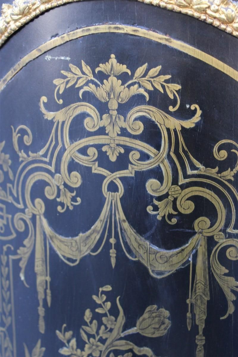 photo for sale Cabinet Black And Gold Napoleon III 1860 France Marble Top André Charles Boulle