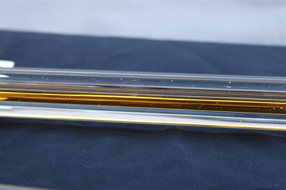 Pair Of Large Venini Style Handles In Murano Glass Torcello Brass 1940s Orange photo vintage