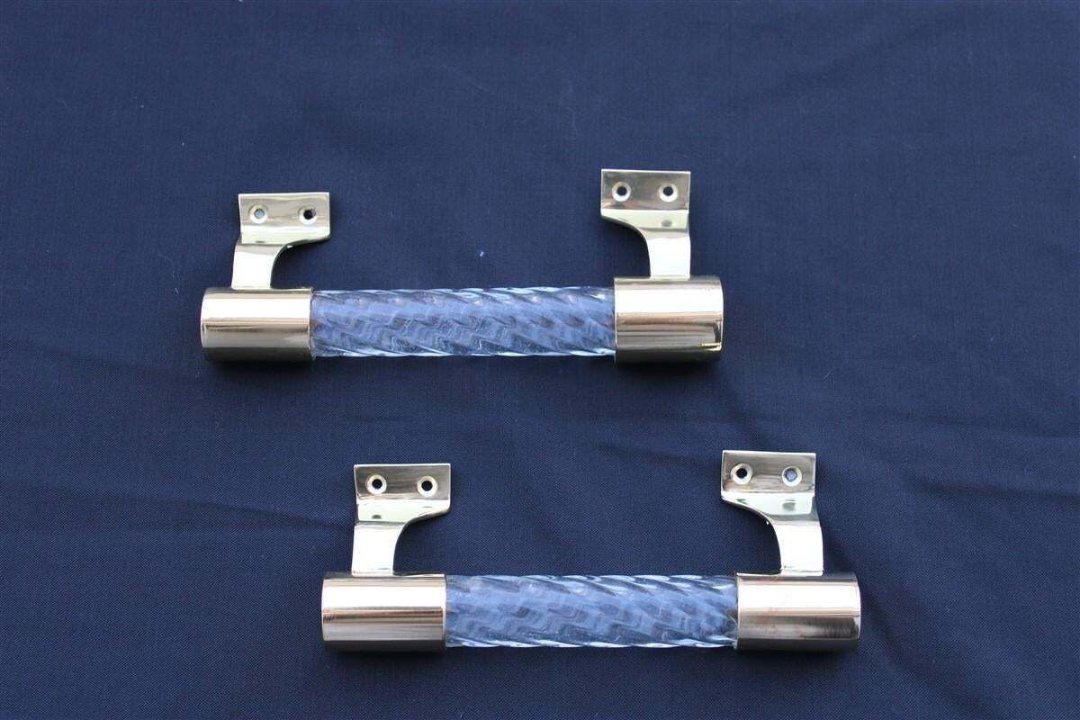 Pair Of Venini Handles In Murano Glass Torcello And Brass 1940s Gold photo furniture
