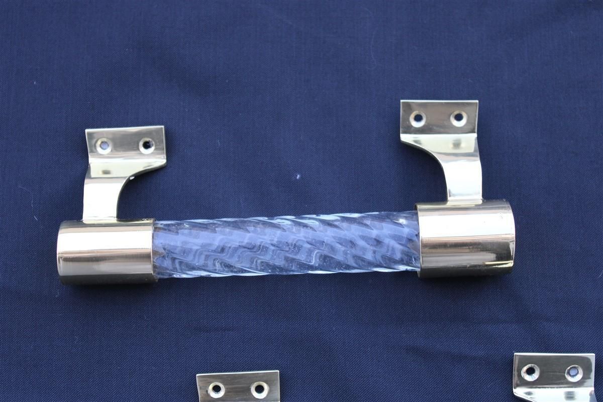 Pair Of Venini Handles In Murano Glass Torcello And Brass 1940s Gold photo for sale