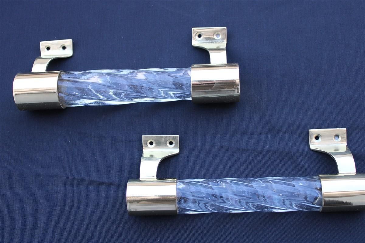 Pair Of Venini Handles In Murano Glass Torcello And Brass 1940s Gold photo Home Fixtures