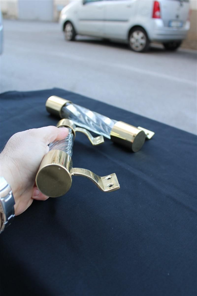 photo furniture Pair Of Venini Handles In Murano Glass Torcello And Brass 1940s Gold