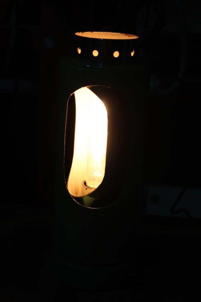 Mid Century Italian Eclisse 1950s Green And Steel Table Lamp photo Lighting