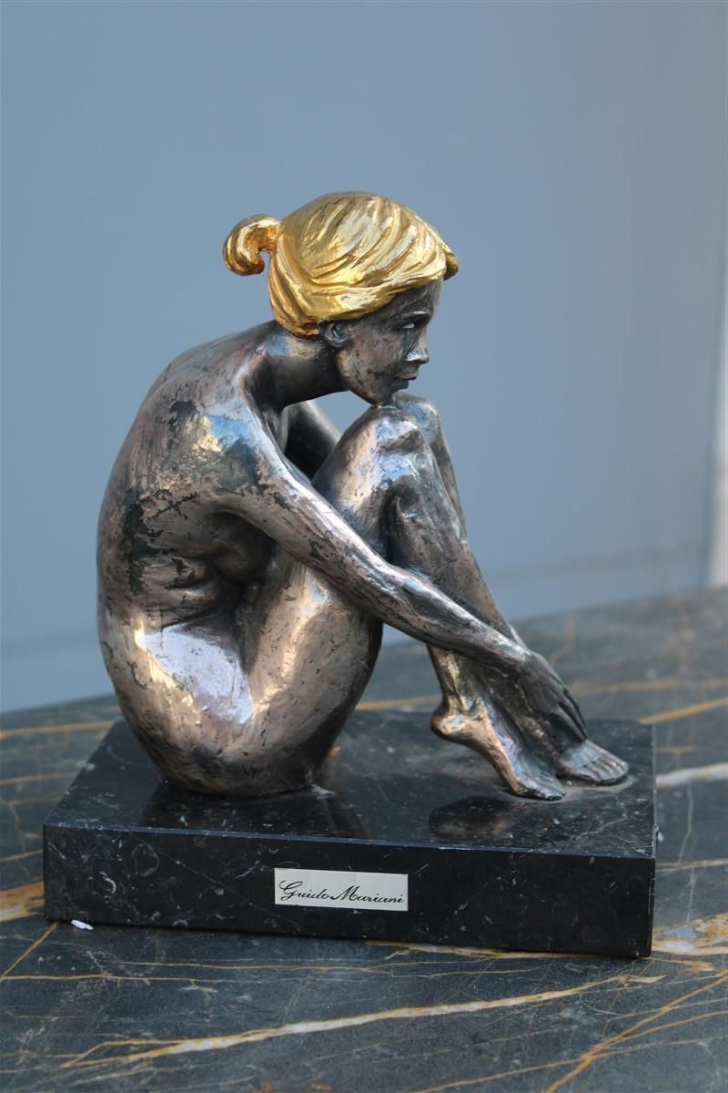 Sculpture Of Womanin Silver Foil And Gold Italy 1970s Guido Mariani photo Art