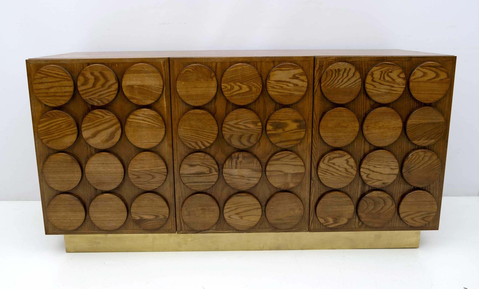Brutalist Italian Chestnut Wood And Brass Bar Cabinet, 1970s photo furniture