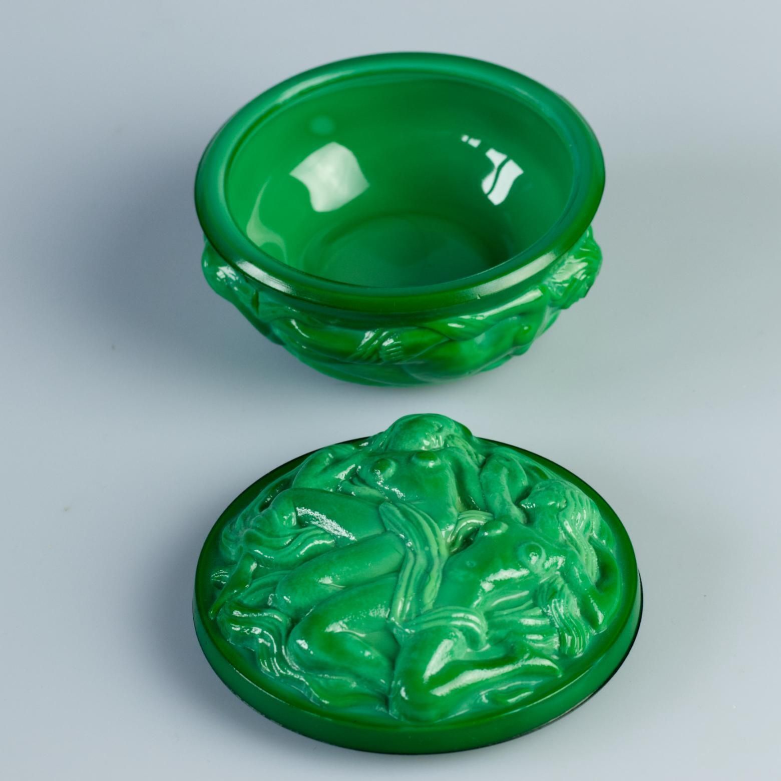 Hoffmann And Schlevogt Art Nouveau Malachite Glass Trinket Box photo buy