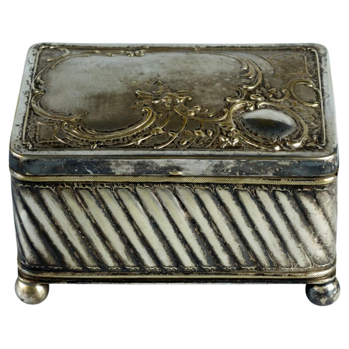 Silver Plated Cigarette Or Cigar Box Humidot With Cedar Filling Circa 1900s