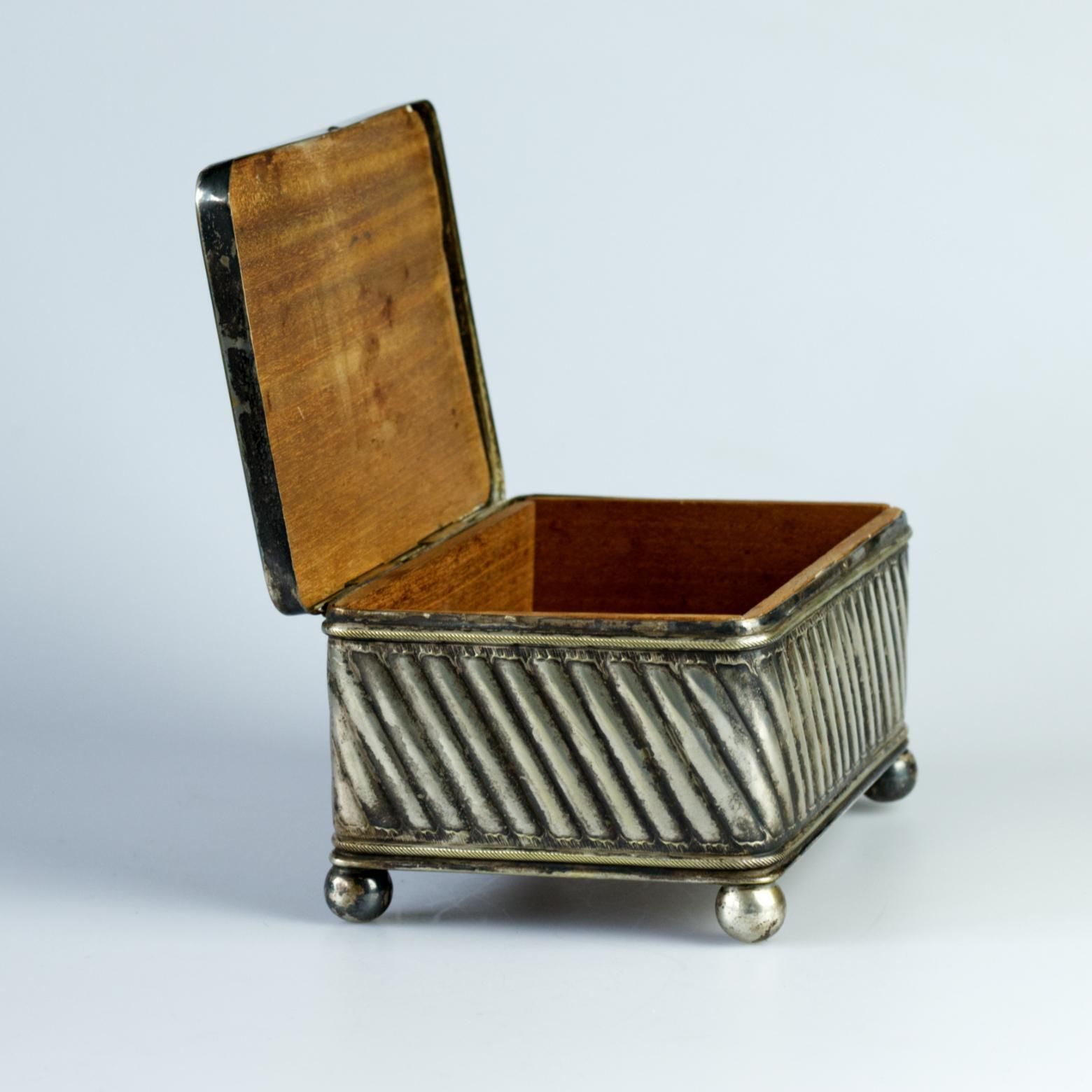Home Decor Silver Plated Cigarette Or Cigar Box Humidot With Cedar Filling Circa 1900s photo