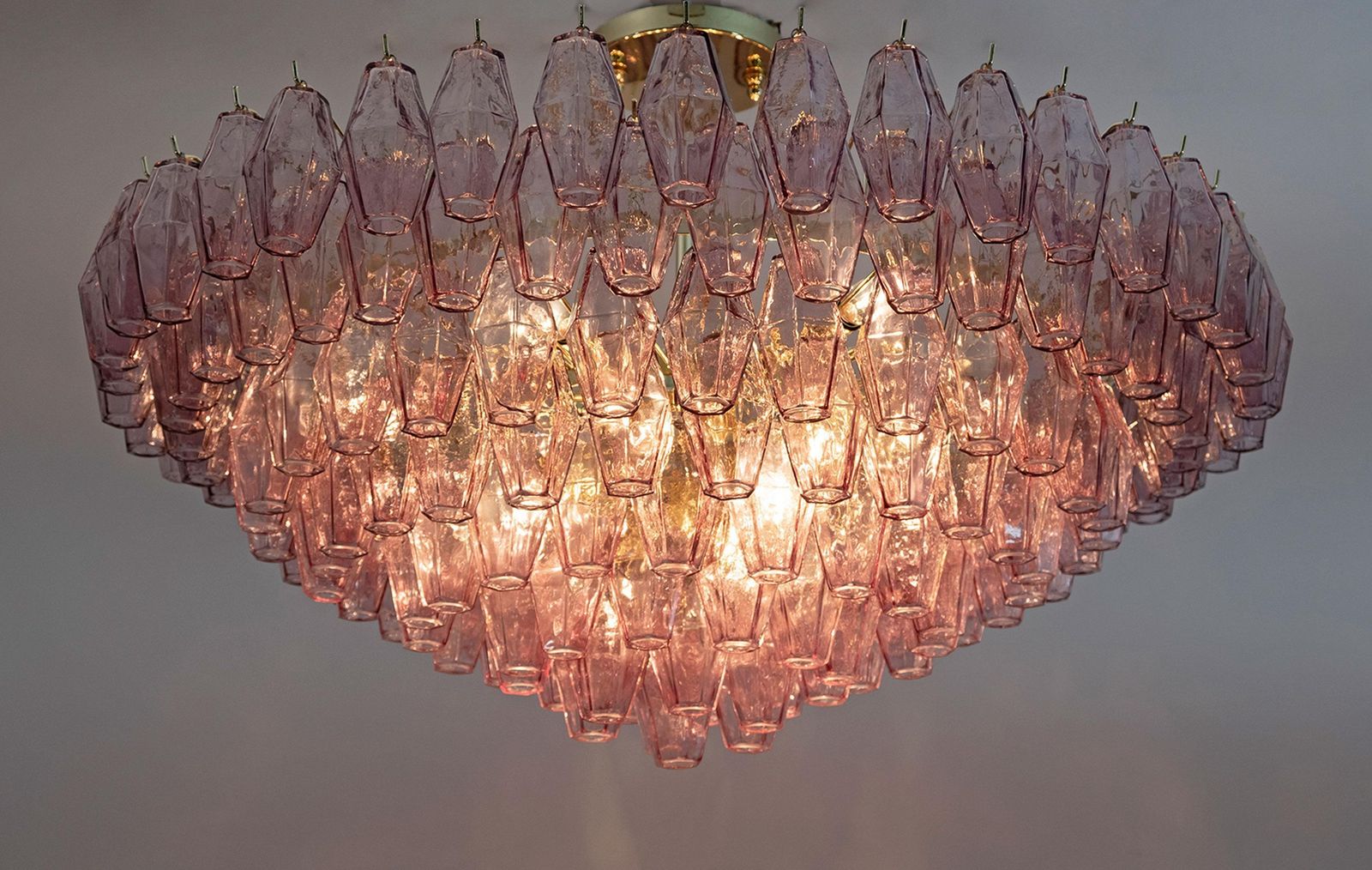 Carlo Scarpa Style Mid Century Modern Murano Glass Poliedri Chandelier By Venini photo vinterior