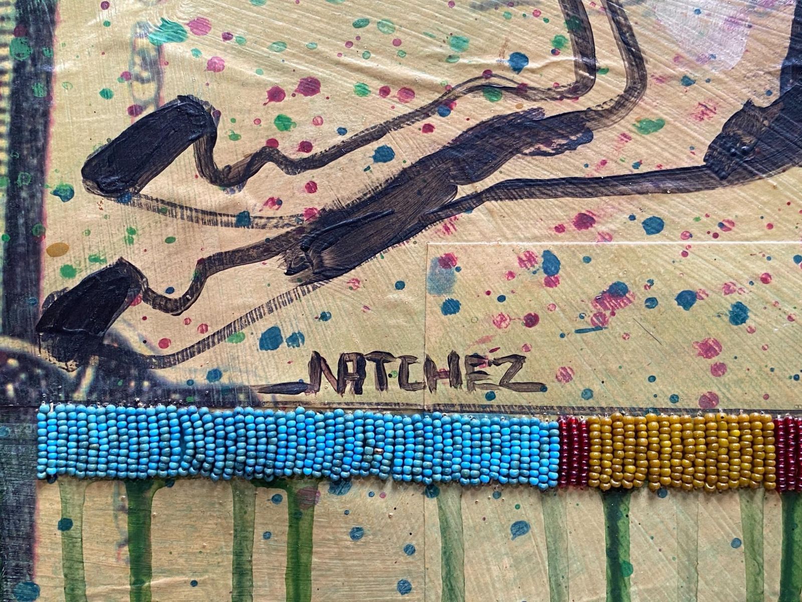Stan Natchez (Shoshone/Paiute, B.1954) Horses And Navajos On A 5 Dollar Bill photo furniture