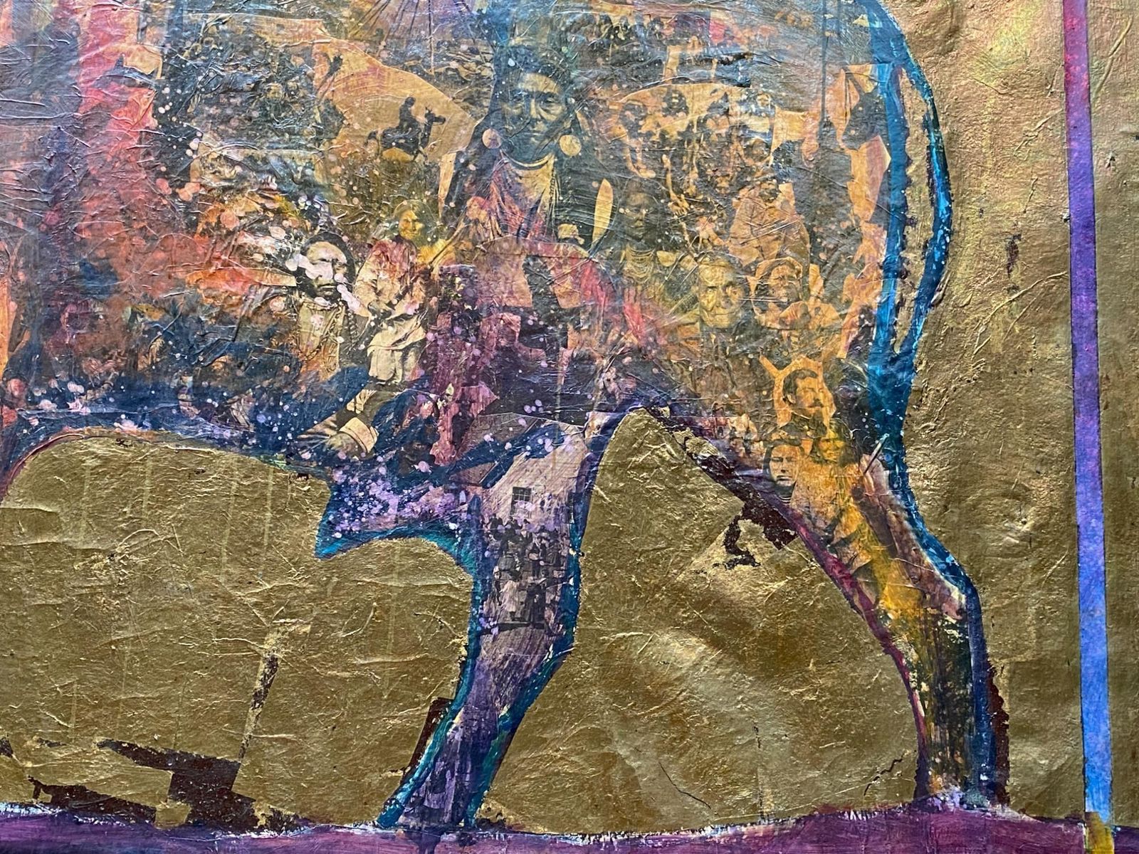 Stan Natchez (Shoshone/Paiute, B.1954) Buffalo Against Gold photo for sale