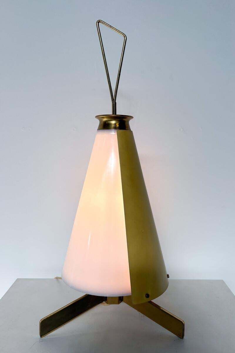 Mid Century Table Lamp By Stilnovo, Brass, Aluminium And Plexiglass, Italy, 1950 photo for sale