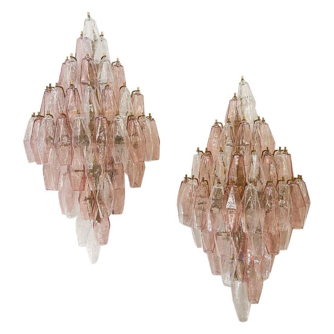 Pair Of Murano Glass "Poliedri" Wall Sconces By Carlo Scarpa For Venini, 1960s