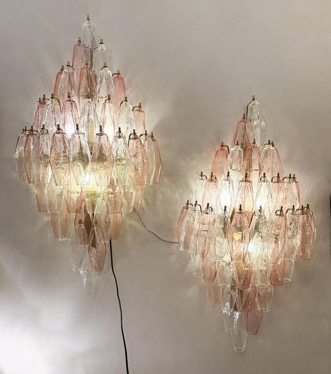 Pair Of Murano Glass "Poliedri" Wall Sconces By Carlo Scarpa For Venini, 1960s photo furniture