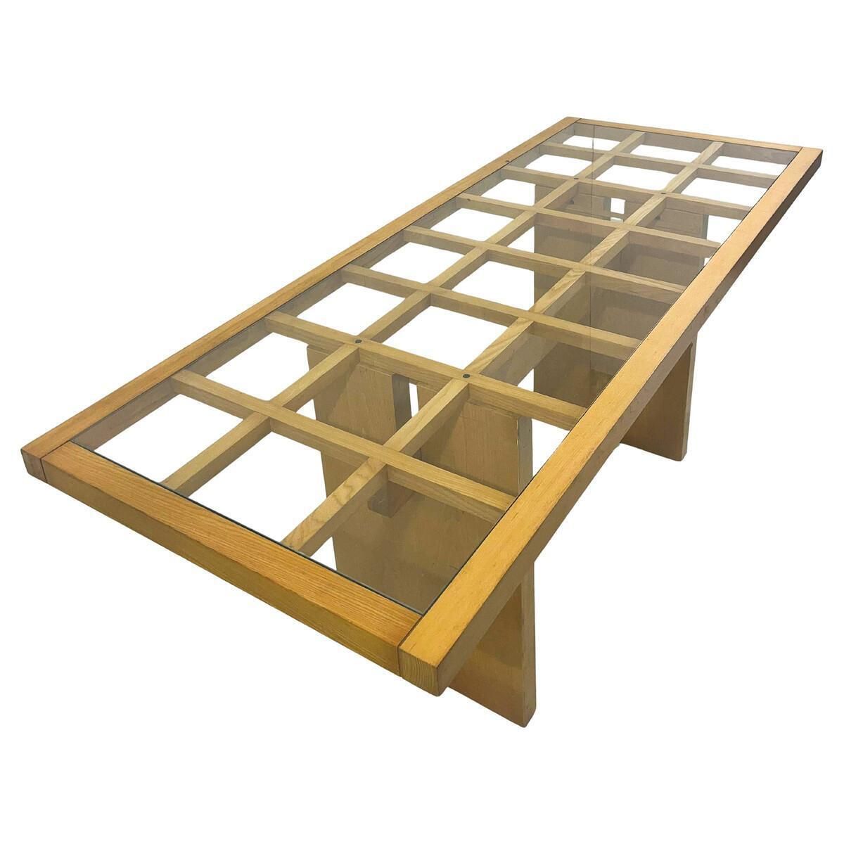 Mid Century Dining Table, Wood With Glass Top, Italy, 1970s photo furniture