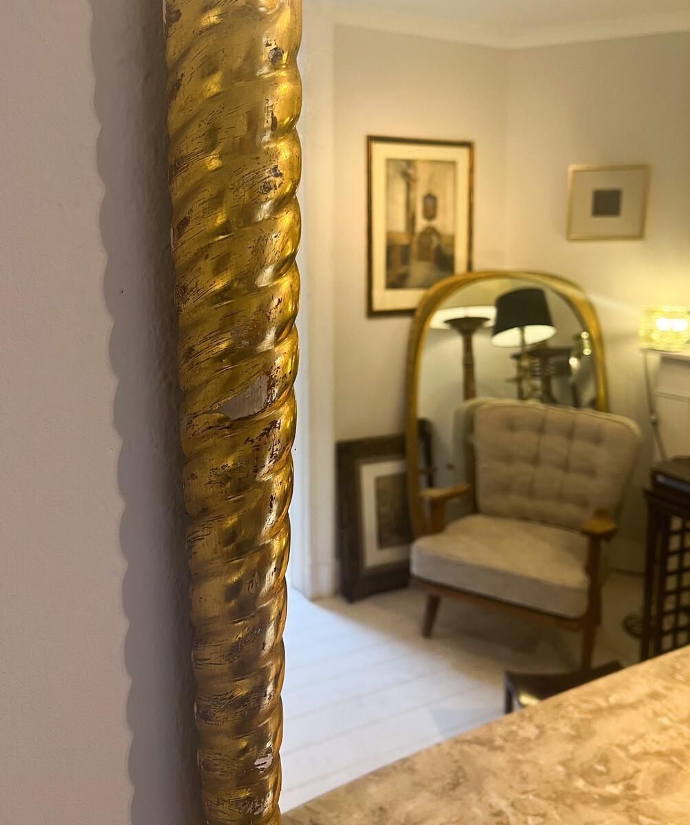 Mid Century Twisted Gilded Wood Mirror Attribued To Osvaldo Borsani, 1950s photo furniture