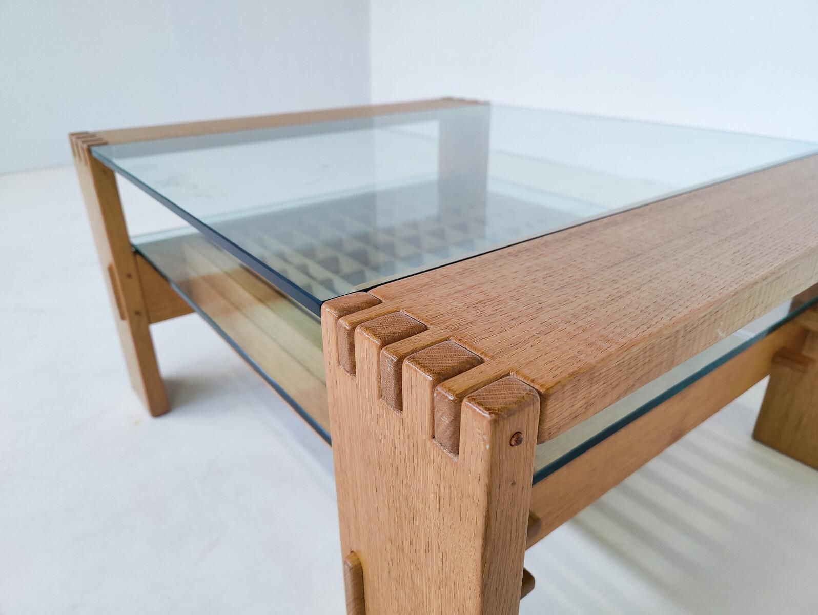 Mid Century Modern Coffee Table By  Rivadossi, Wood And Glass, Italy photo vintage