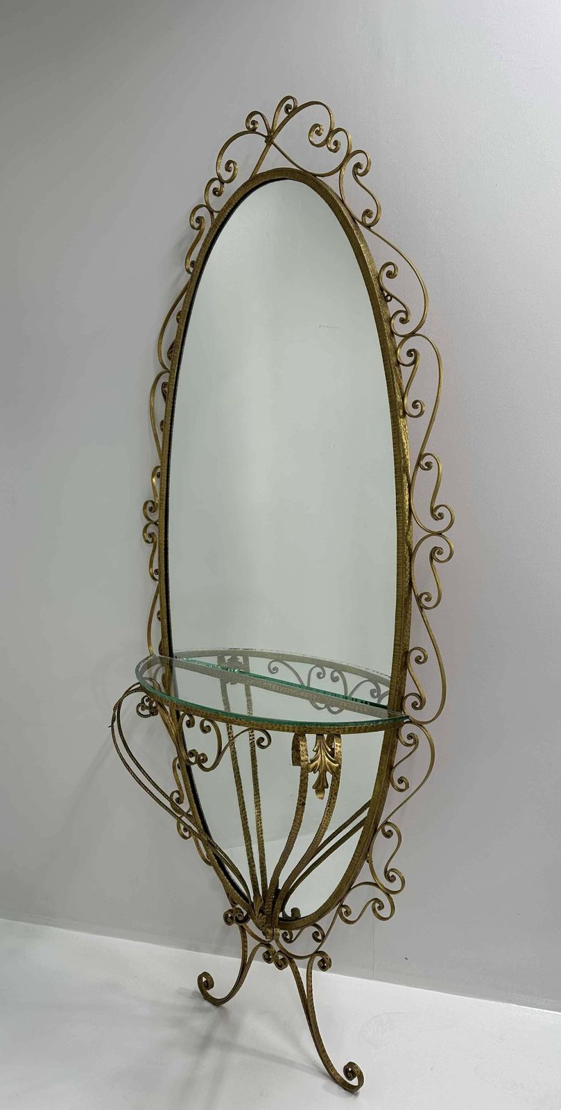 Italian Set Of Wall Mirror Console And Pouf By Pierluigi Colli, 1960s photo furniture