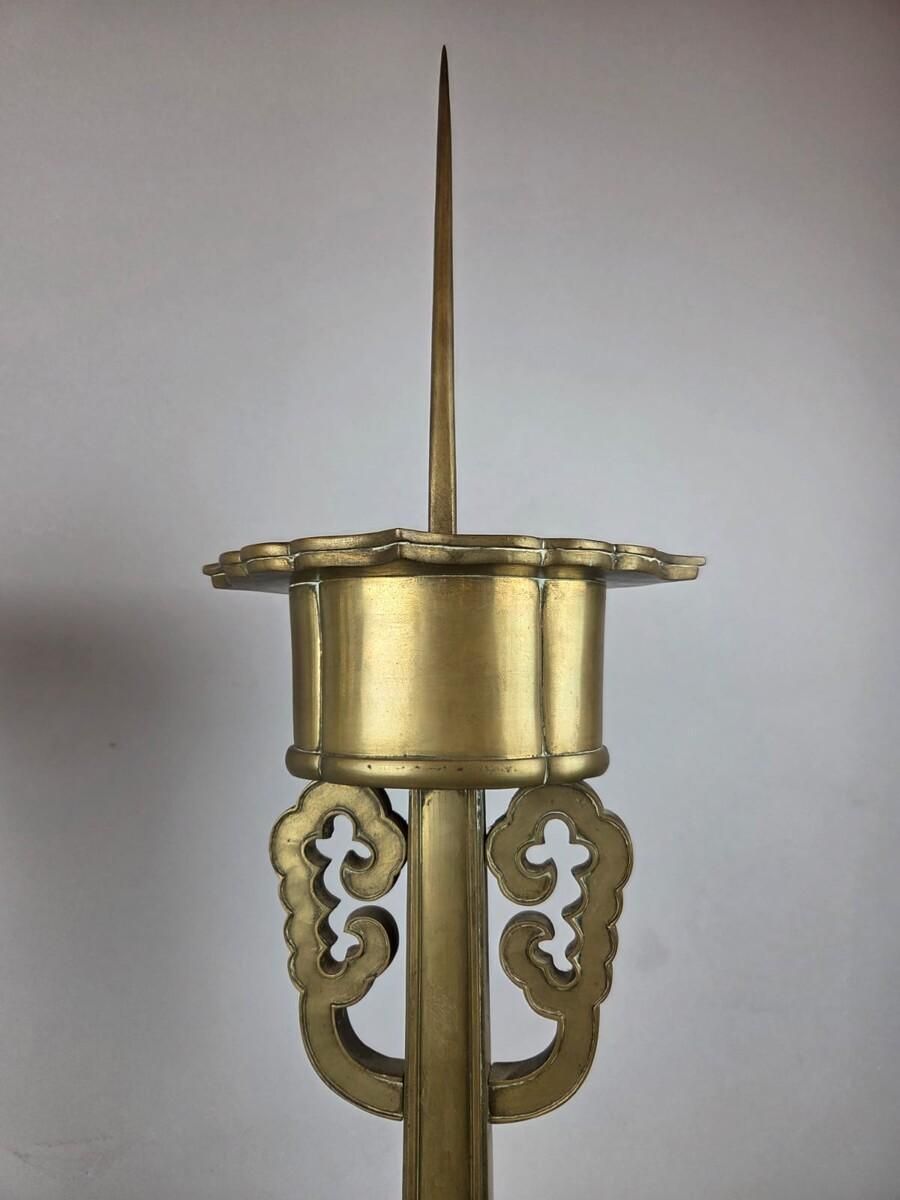 Pair Of Large Bronze Candlesticks, Chinese Work, Late 19th Century photo buy
