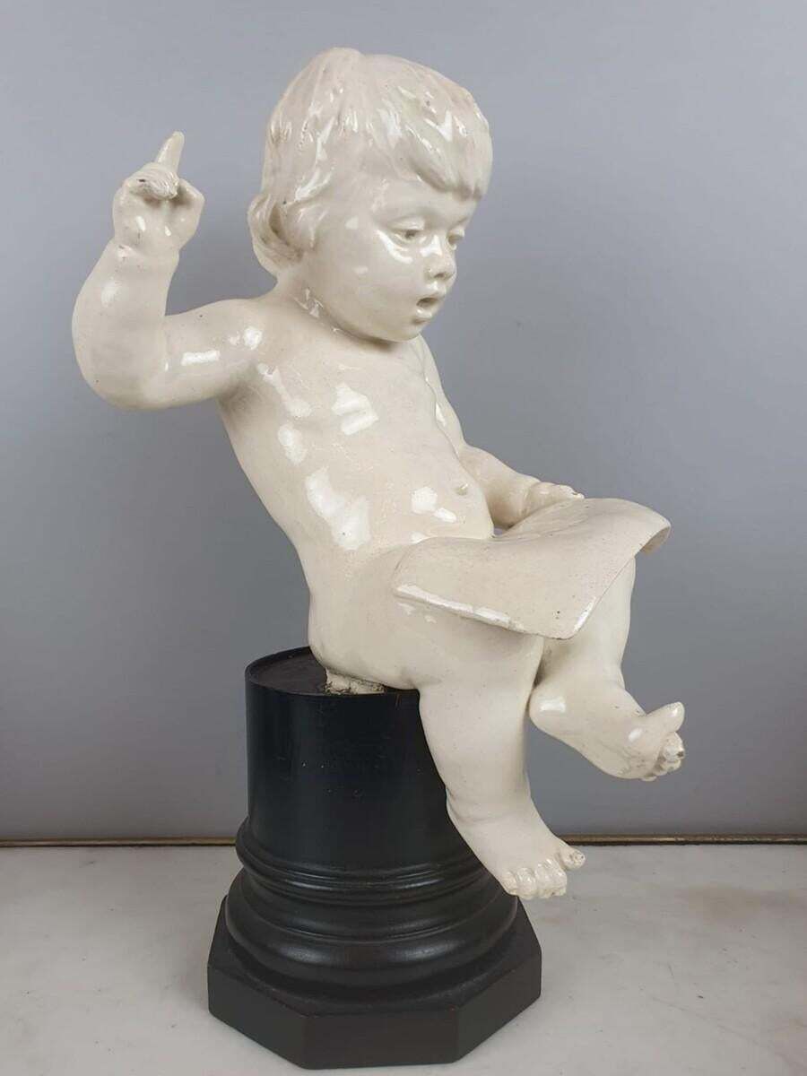 Group Of 5 Earthenware Musician Cherubs, Late 19th, Early 20th. photo Art