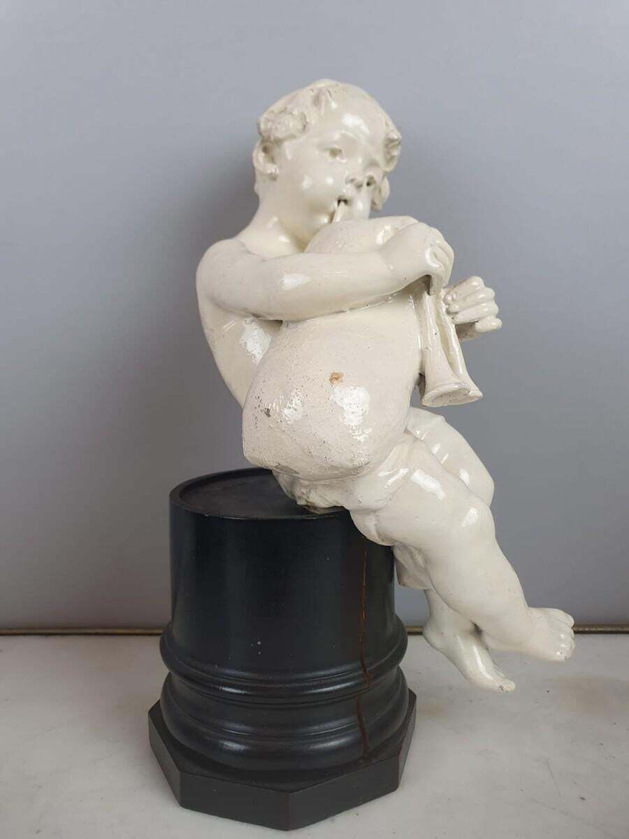 Group Of 5 Earthenware Musician Cherubs, Late 19th, Early 20th. photo vintage