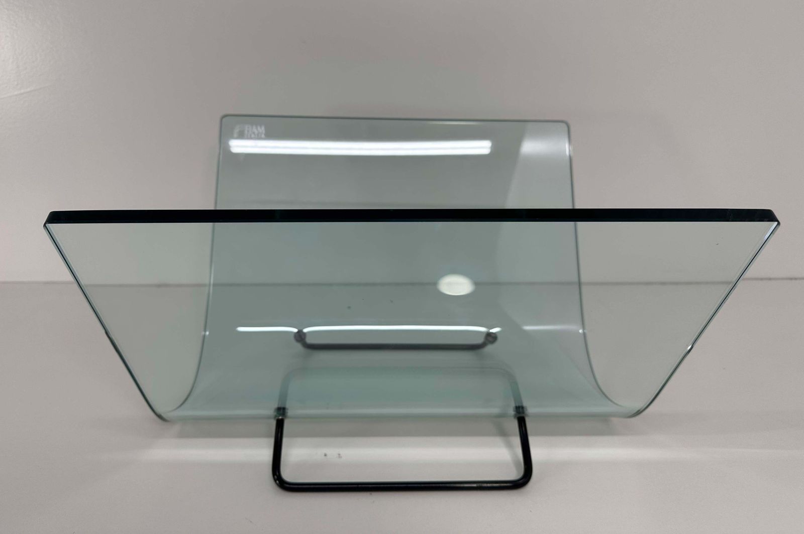 Italian Curved Glass And Metal Magazine Holder, Fiam, 1980s photo buy