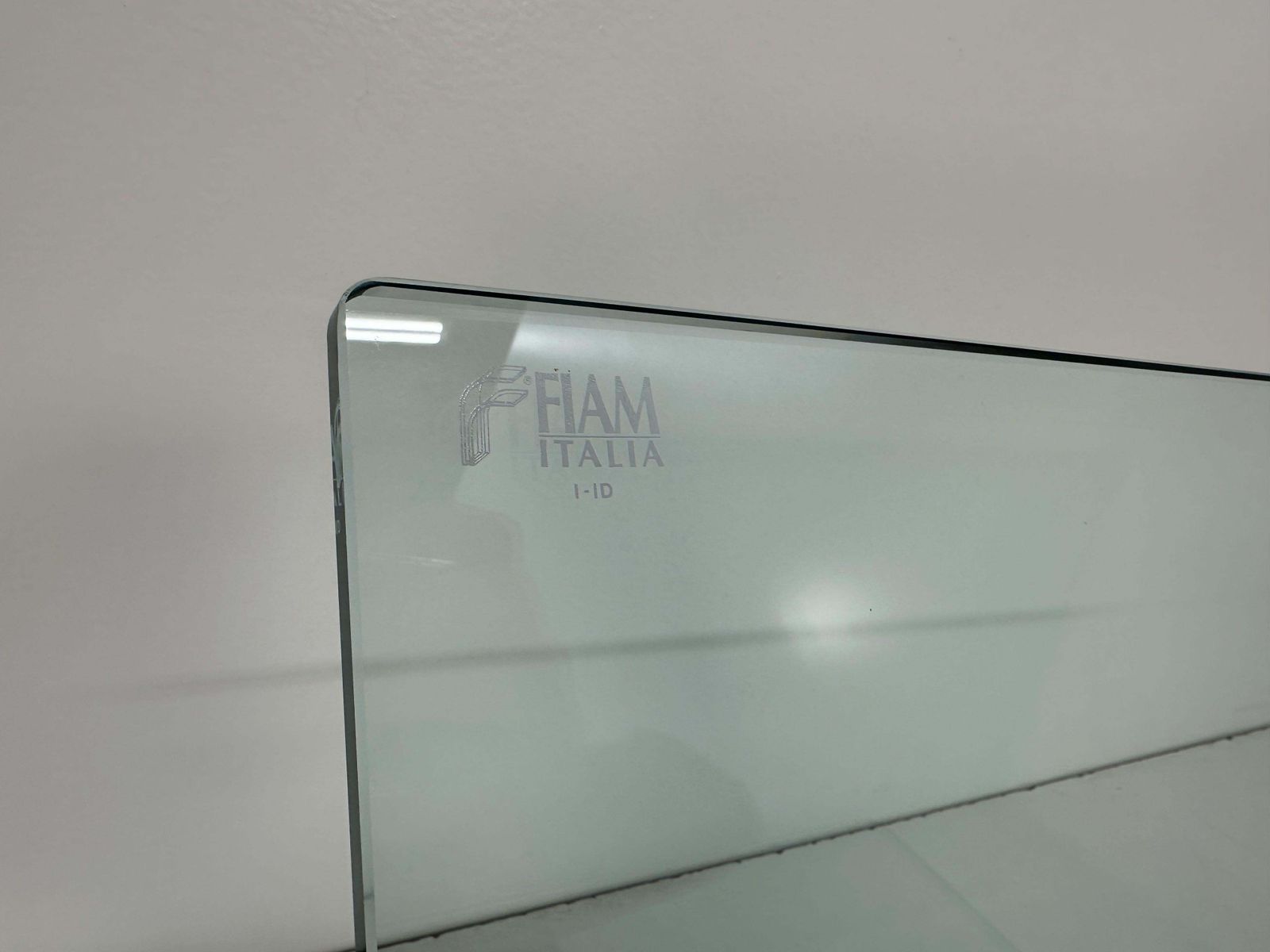 Italian Curved Glass And Metal Magazine Holder, Fiam, 1980s photo vintage