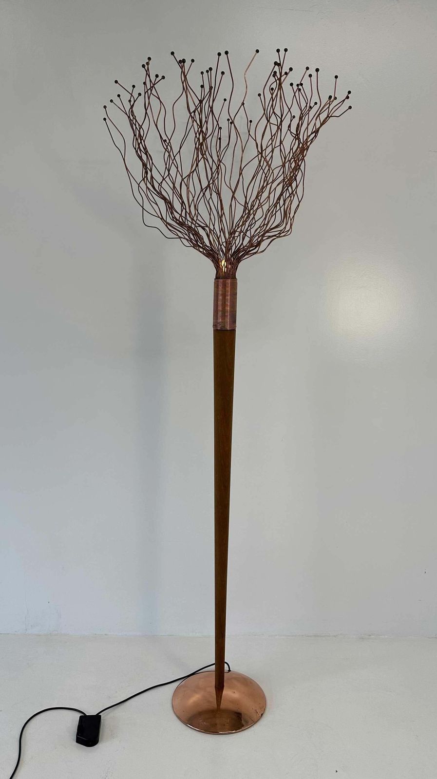 Italian Wood, Copper And Brass Tree Floor Lamp, Paolo Donatello, 1990s photo for sale