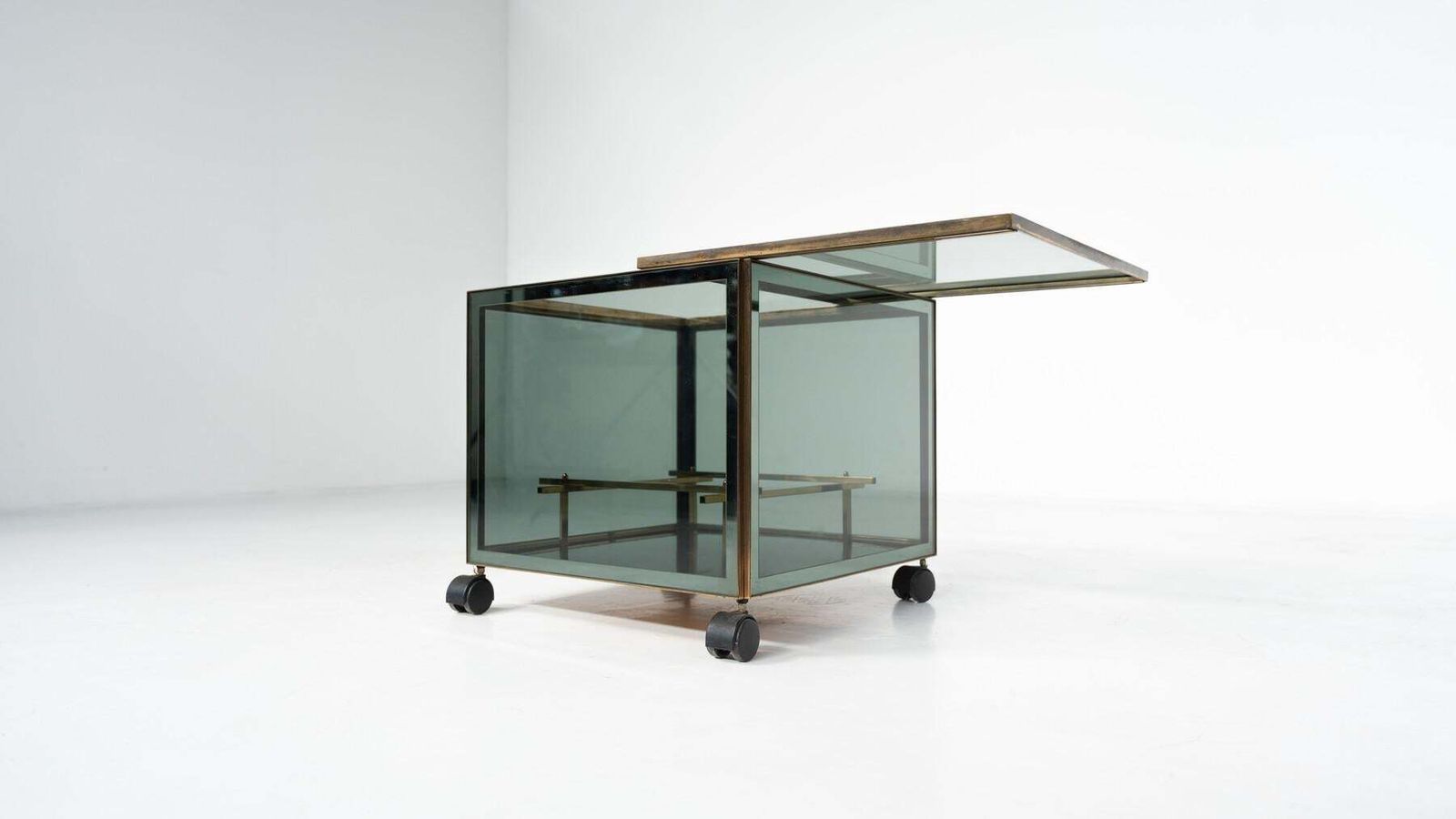 1514.0 Mid Century Modern Coffee Table/ Bar, Metal And Glass, 1970s photo