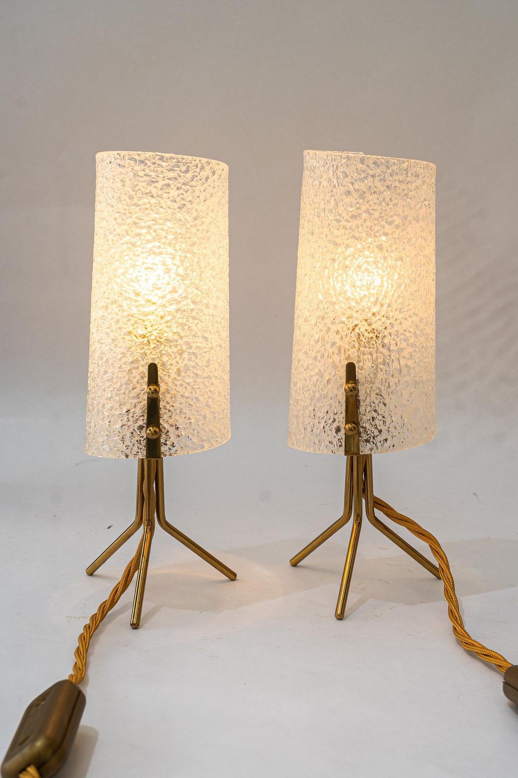 2x Rupert Nikoll Table Lamps With Lucite Shades Vienna Around 1960s photo vintage