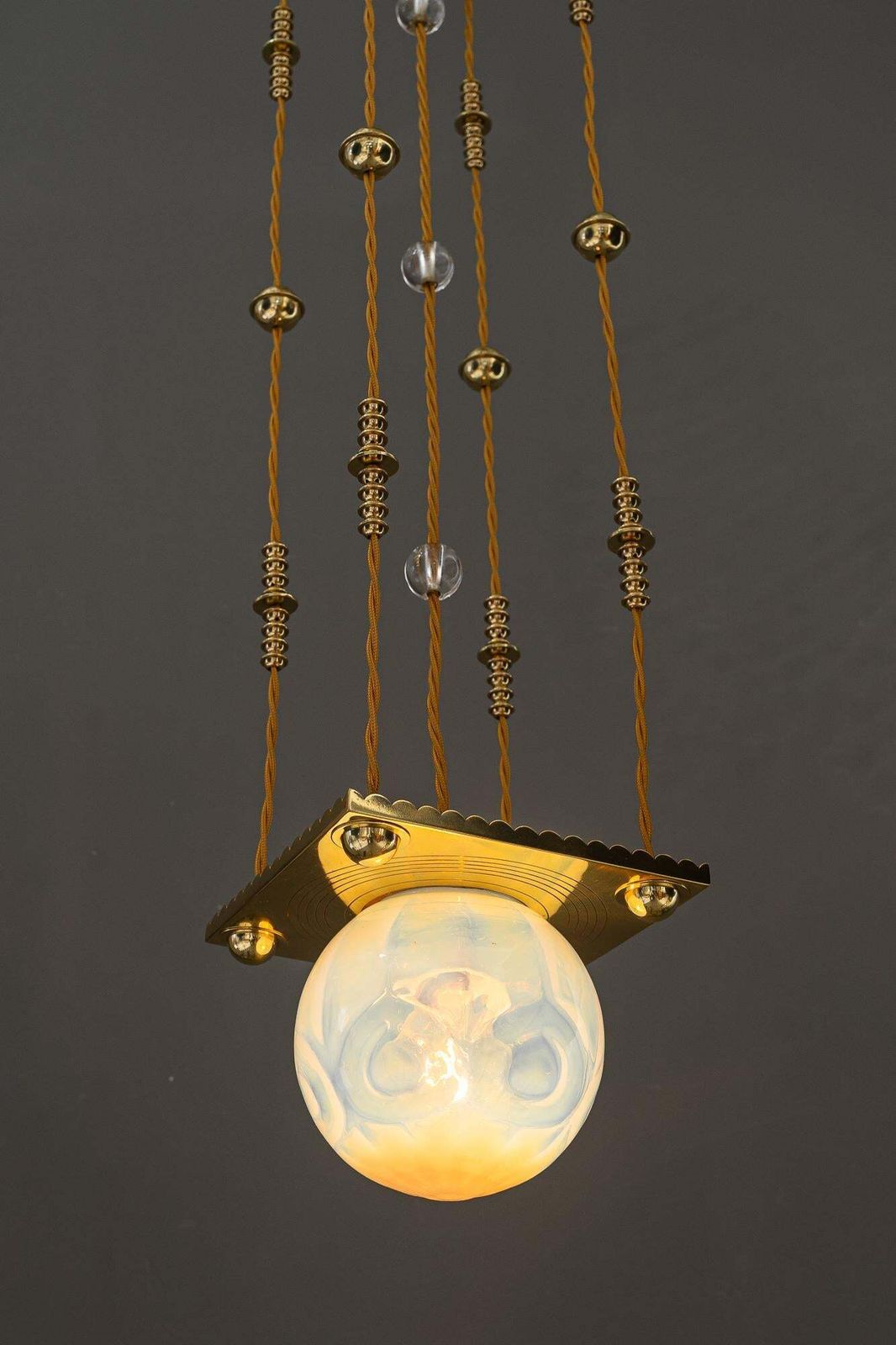 4867.0 Art Deco Pendant With Opaline Glass Shade Vienna Around 1920s photo