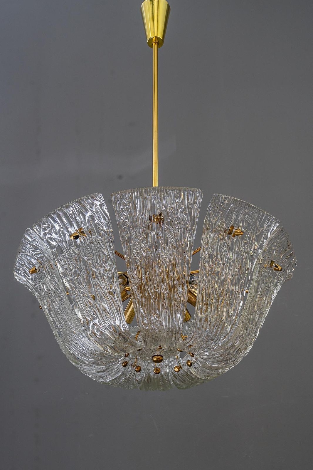 Textured Glass Chandelier By Kalmar, Vienna Around 1950s photo buy