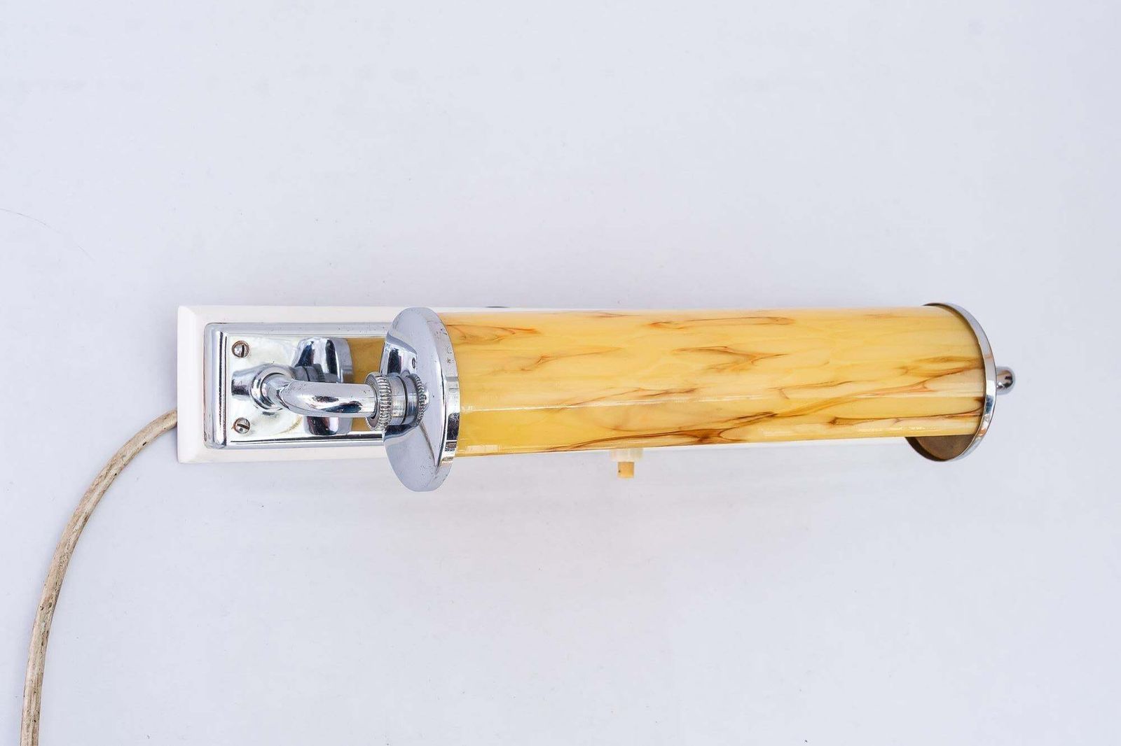 Art Deco Wall Lamp With Swiveling Glass And Woodplate Around 1920s photo for sale
