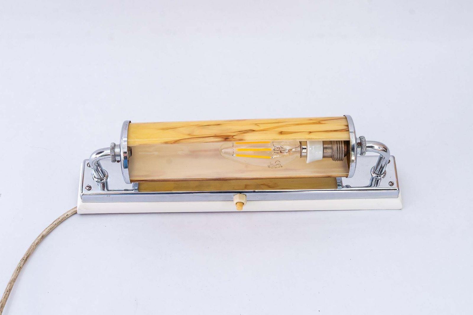Art Deco Wall Lamp With Swiveling Glass And Woodplate Around 1920s photo 283.0