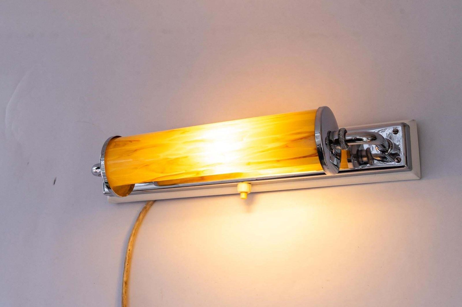 photo for sale Art Deco Wall Lamp With Swiveling Glass And Woodplate Around 1920s