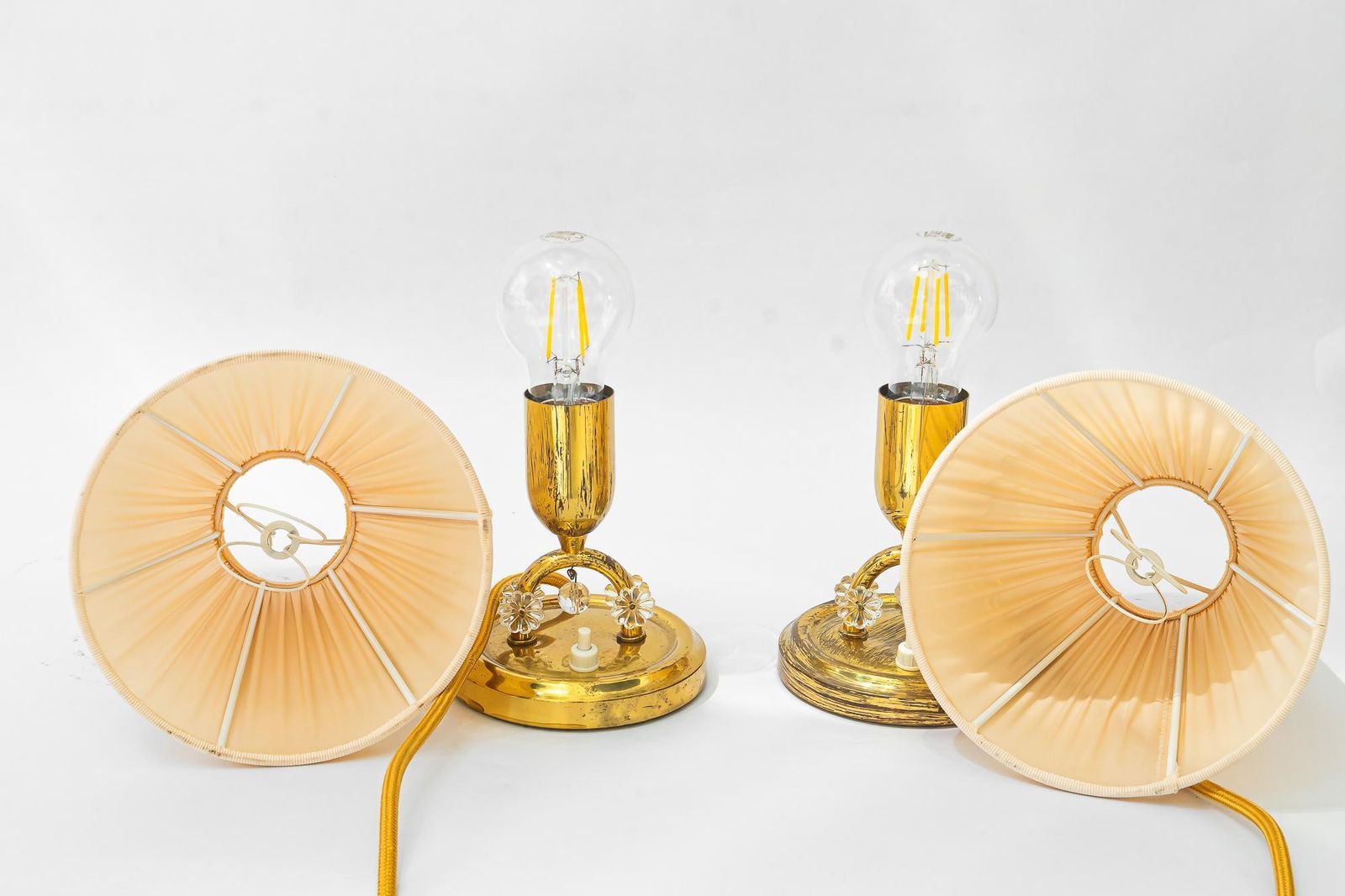 photo vinterior 2x Rupert Nikoll Table Lamps With Fabric Shades Vienna Around 1960s