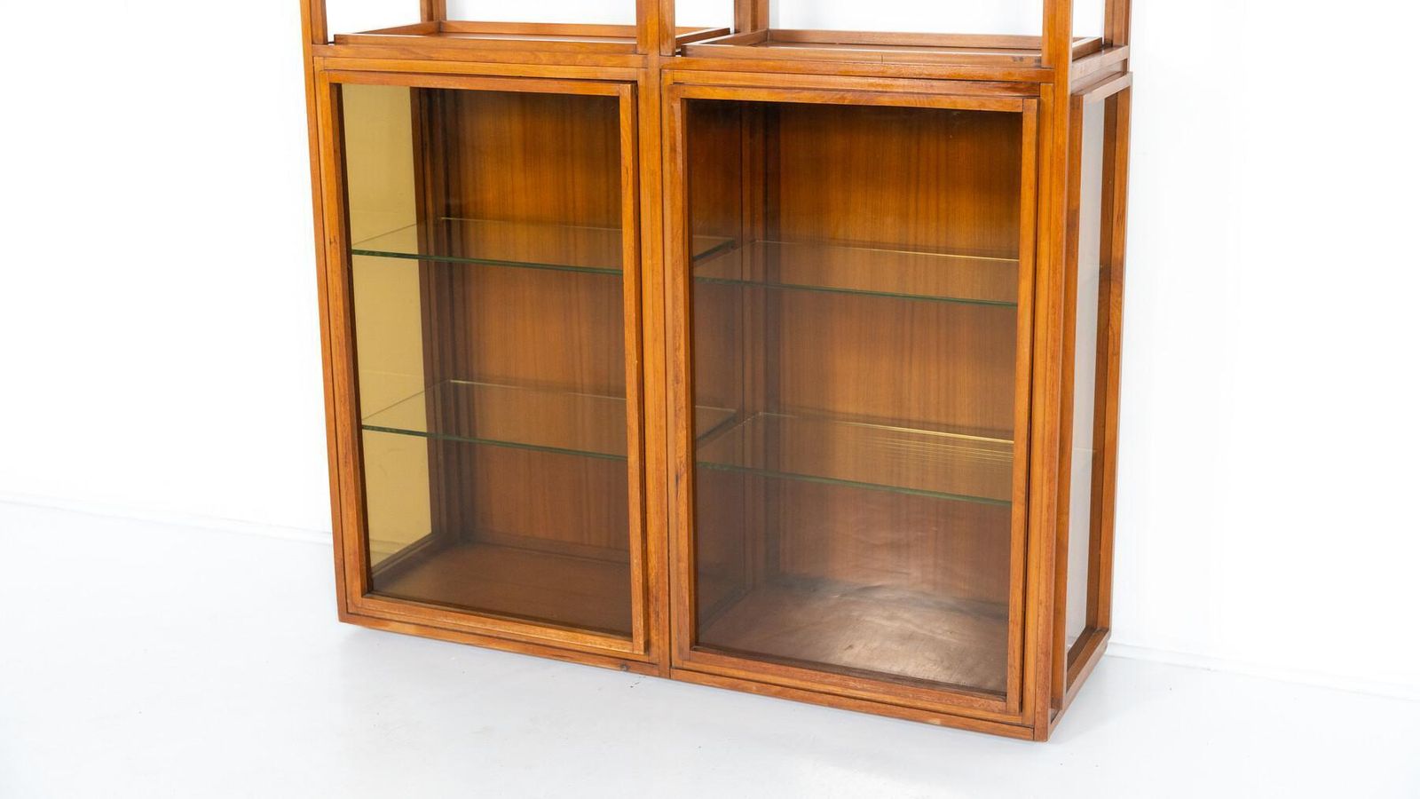 Mid Century Modern Shelves, Wood And Glass photo for sale