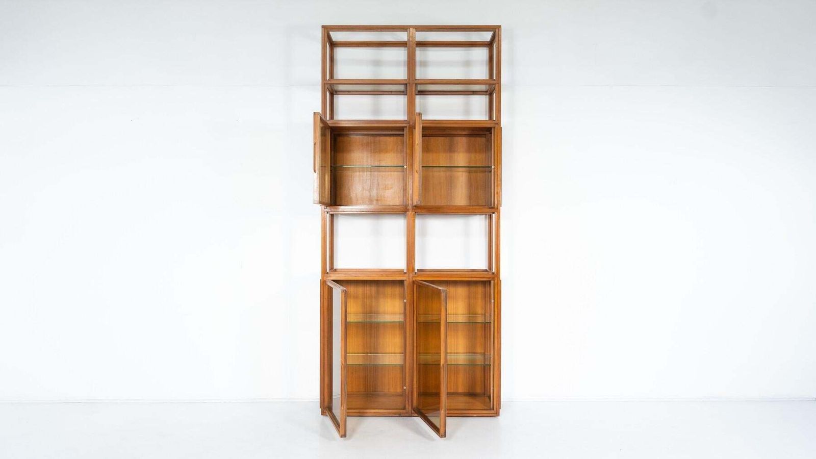photo furniture Mid Century Modern Shelves, Wood And Glass